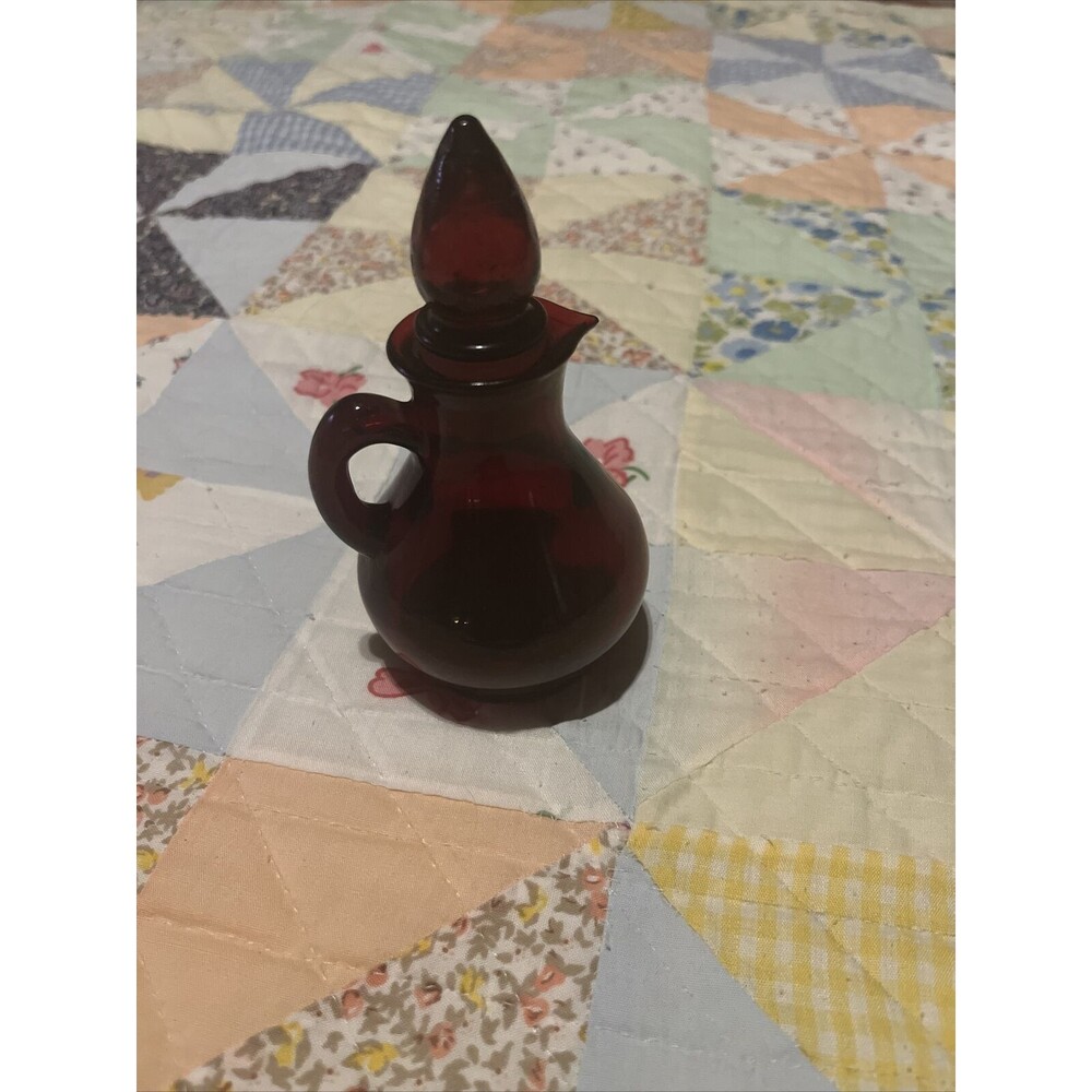 Vintage Avon Ruby Red with Strawberry Top Glass Cruet